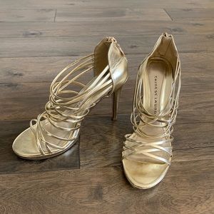 Chinese Laundry Gold Strappy Heels